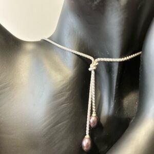Elegant Silver and Black Pearl Necklace